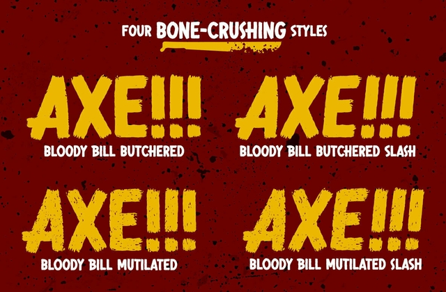 Пример шрифта MoT Bloody Bill Butchered Slash